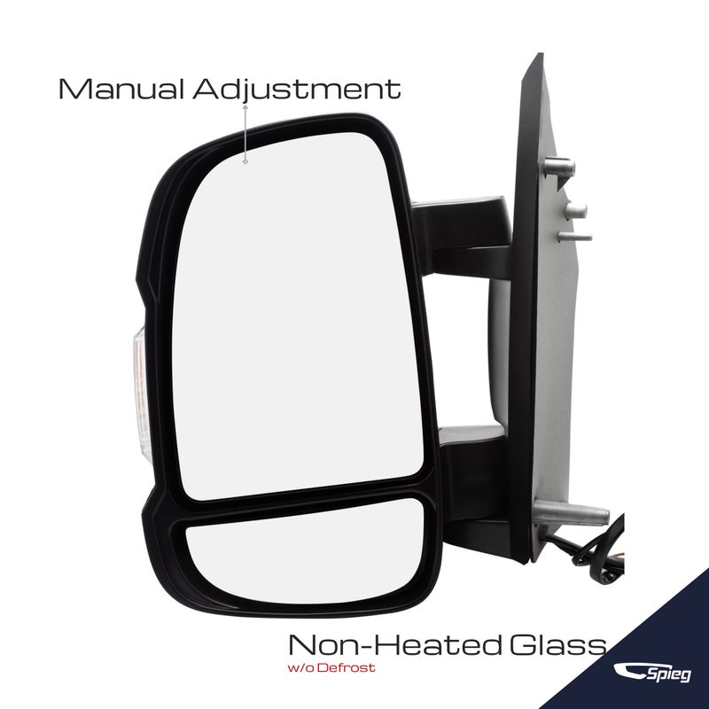 Spieg 2014-2022 Ram Promaster 1500 2500 3500 Driver Side Mirror Replacement | Left Side View Mirror Assembly Manual Non-Heated Turn Signal Light Temp Sensor | Textured Black Cover 4 Pins | CH1320417 - Image 3